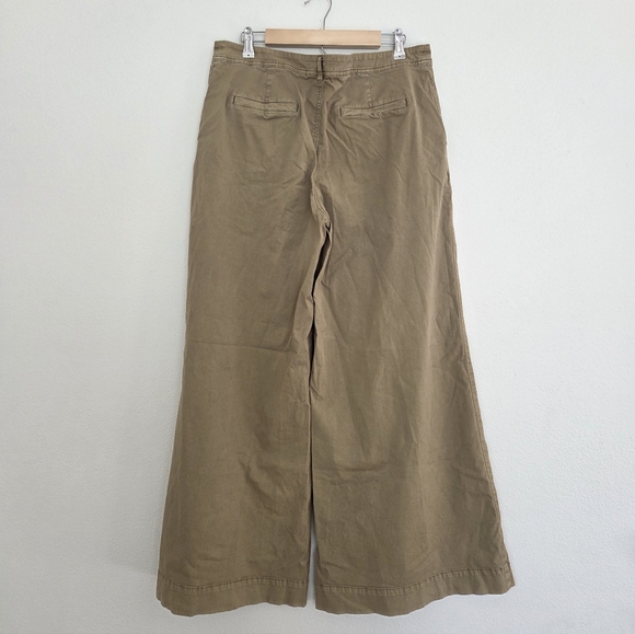 Anthropologie "Continuum Wide Legs" pants In Chartreuse Size 12 - Picture 3 of 10